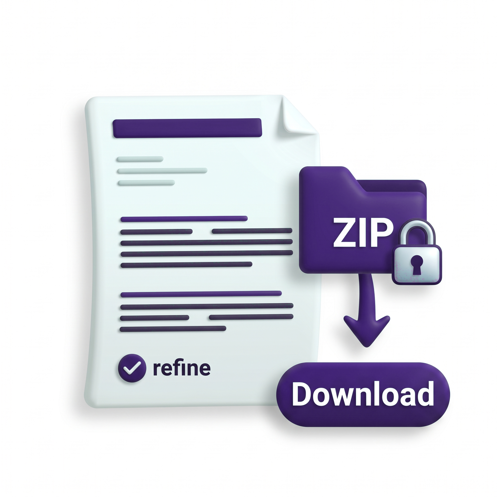 Review, download, refine — encrypted ZIP